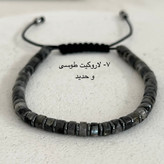 دستبند های سنگ طبیعی استوانه ای با واشر حدید و نقره